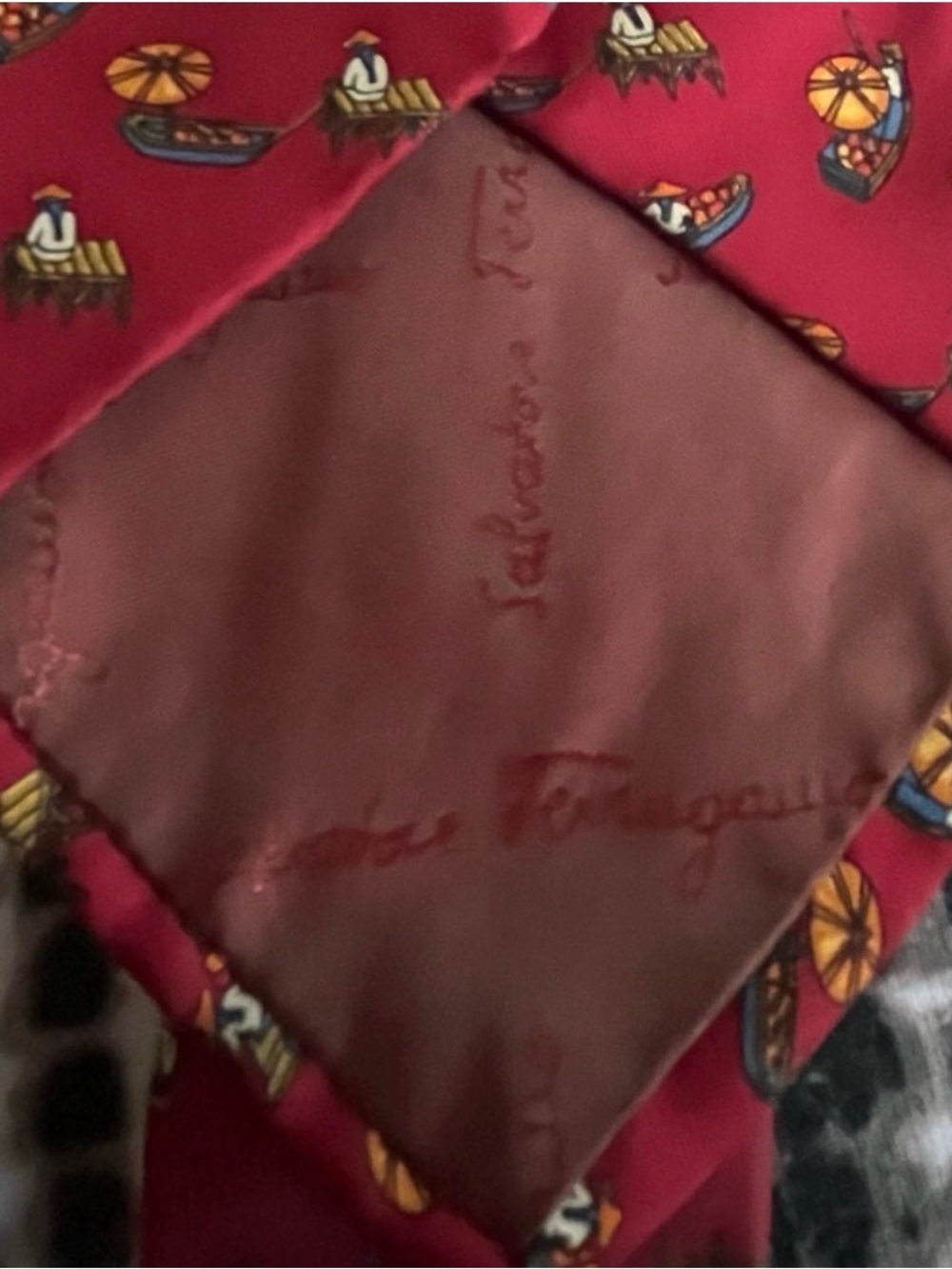 Salvatore Ferragamo red silk tie